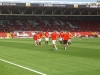 The Rangers team warming up